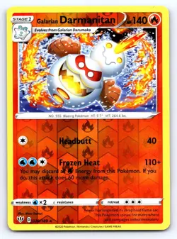 Galarian Darmanitan 028/189 Rare Darkness Ablaze Pokemon Reverse Holo Near Mint - Image 1