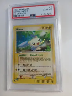Pokemon Card Ex Dragon #7 Minun Holo PSA 10 GEM MINT 2003 Vintage - Image 1