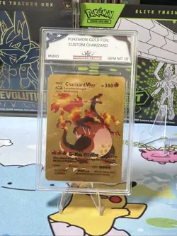 Pokemon Charizard VMAX - Gold Metal Display Card HP350 143/293 Fan ART Graded 10 - Image 1