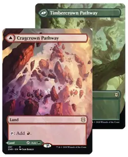 MTG Borderless Zendikar Rising ZNR Cragcrown Pathway Timbercrown Pathway MINT - Image 1