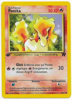 Ponita # 64/82 1.Edition Common Team Rocket Pokemon 2000 DE Near Mint Vintage - Image 4