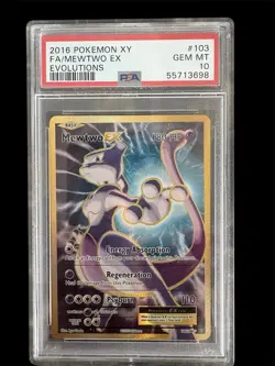 2016 Pokemon Mewtwo EX Full Art Holo Evolutions Ultra Rare PSA 10 #103/108 - Image 1