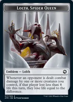 MTG Wolf // Lolth, Spider Queen Emblem Double-Sided Token [Dungeons & Dragon - Image 2