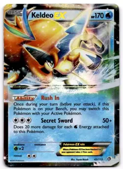 Keldeo EX 45/113 Holo Ultra Rare Legendary Treasures Pokemon Holo MP - Image 1