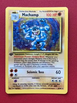 Machamp 8/102 Unlimited Base Set Holo Pokemon Card WOTC - MP - Image 1