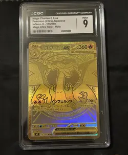 Mega Charizard X ex 130/094 CGC 9 Pokemon Phantasmal Flames Gold Holo - Image 1
