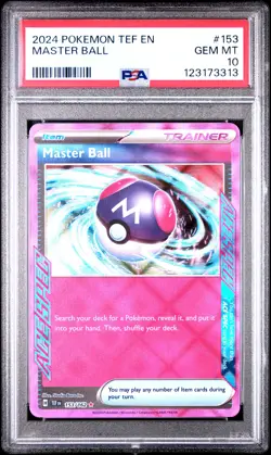 2024 POKEMON TEF EN-TEMPORAL FORCES #153 MASTER BALL PSA 10 - Image 1