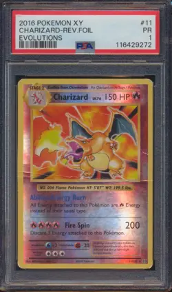 2016 POKEMON XY EVOLUTIONS CHARIZARD #11 REVERSE FOIL PSA 1! - Image 1