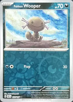 Paldean Wooper 127/197 Common Obsidian Flames Pokemon Reverse Holo Near Mint - Image 1