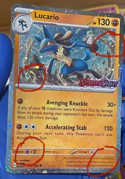 4 SWIRLS Pokemon Lucario 114 Scarlet & Violet Stamped Cosmos Holo BLEED Promo🌀 - Image 1