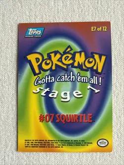 1999 Topps Pokemon Squirtle #E7 of 12 Stage 1 Movie Edition Blue Topps Logo - Image 2