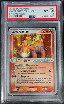 PSA 8 NM MT Camerupt Ex Holo 2005 Pokemon Ex Emerald 92/106 TCG - Image 1