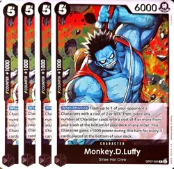 One Piece TCG - 4er Playset - OP07-091 Monkey.D.Luffy R/EN/NM - Image 1