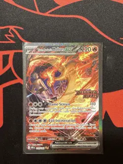 Team Rocket's Moltres Ex 229/182 Pokemon Destined Rivals Stamped Promo Card - Image 1