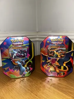 Pokemon TCG Mega Evolutions, Mega Charizard X EX and Y EX Tins Sealed Bundle - Image 1