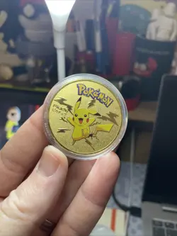 Pokemon PIKACHU! Collectible Coin Gold Tone Metal Medallion Souvenir Rare, Mint - Image 2