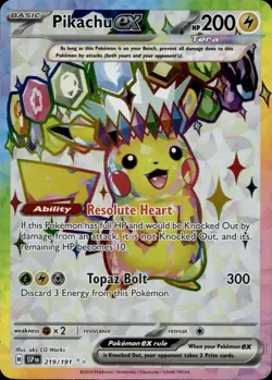 PIKACHU EX 219/191 ULTRA RARE SURGING SPARKS POKEMON LP - Image 1