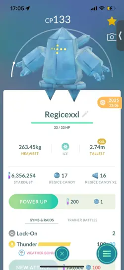 Pokemon Go Legendary Regice ( XXL) ( Normal )( Low CP ) - Image 1