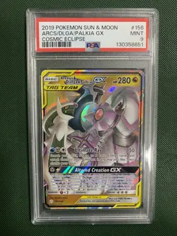 Pokemon TCG Arceus Dialga Palkia GX Cosmic Eclipse Tag Team Card 156/236 PSA 9 - Image 1
