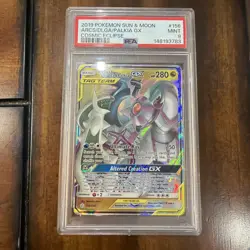 Pokemon TCG Arceus & Dialga & Palkia GX 156/236 Sm-Cosmic Eclipse PSA 9 - Image 1