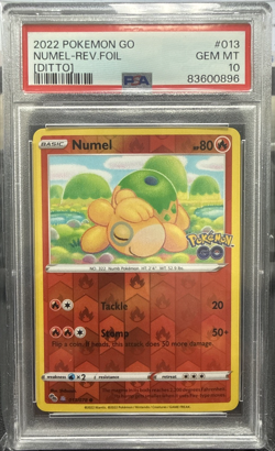 2022 Numel (Unpeeled Ditto) Reverse Holo Pokemon Go Card #013 PSA 10 - Image 1
