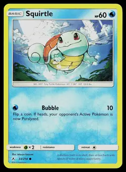 Pokemon Card Unbroken Bonds Squirtle 33/214 Common - Image 1