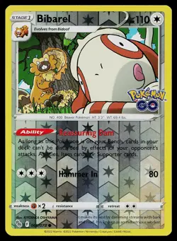 Pokemon Card Pokemon GO Bibarel 060/078 Reverse Holo Common - Image 1