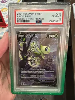 Celebi V Fusion Strike Alternate Art 245/264 PSA 10 French Pokemon Card - Image 1