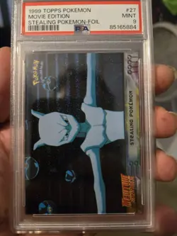 MEWTWO STEALING POKEMON #27 1999 Topps Pokemon First Movie - PSA 9 - Image 1
