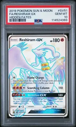 PSA 10 RESHIRAM GX SV51 HIDDEN FATES SUN & MOON POKEMON GEM MINT - Image 1