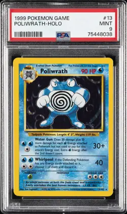 1999 POKEMON BASE SET UNLIMITED #13 POLIWRATH-HOLO PSA 9 - Image 1