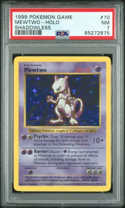PSA 7 Mewtwo Shadowless Base Set Holo Rare 10/102 1999 Pokemon WoTC NM - Image 1