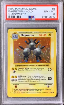 Pokemon Card Shadowless Magneton Holo Rare PSA 8 NM-Mint Base Set 9/102 1999 (1) - Image 1