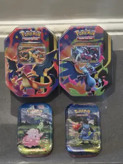 Pokemon TCG: Mega Charizard ex Tins x2 & Ascended Heroes Mini Tins x2 Brand New - Image 1