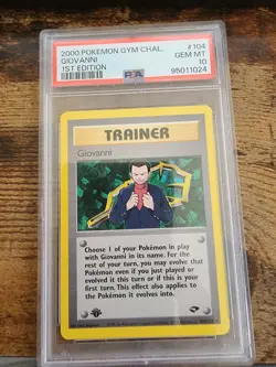 2000 Pokemon Gym Challenge First Edition 104/132 Giovanni PSA 10 Mint - Image 1