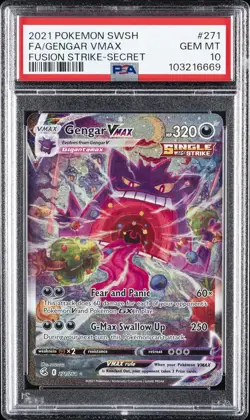 2021 POKEMON SWORD & SHIELD FUSION STRIKE SECRET FULL ART/GENGAR VMAX PSA 10 - Image 1