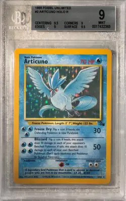 Articuno Holo #2 BGS 9 1999 Fossil Holo Mint Pokemon Card TCG - Image 1