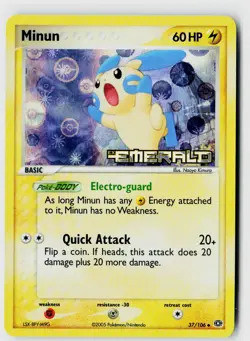 Pokemon Card - Minun Emerald 37/106 Reverse Holo Stamped - Image 1