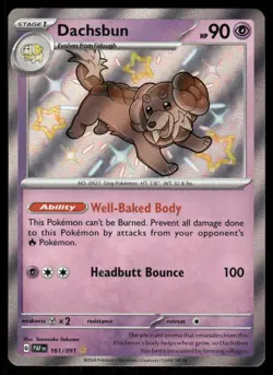 Pokemon Cards Dachsbun 161/091 Paldean Fates Shiny Rare LP - Image 1