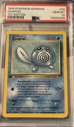 Pokemon 1st Edition Base Set German Poliwag (Quapsel) 59/102 PSA 10 Gem Mint - Image 1