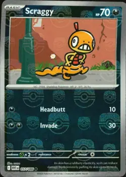 Scraggy 057/086 Common White Flare Pokemon Reverse Holo NM master ball - Image 1