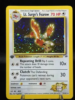 MINT Lt. Surge's Fearow Gym Heroes 1st Edition 7/132 Holo Pokemon Card - Image 2