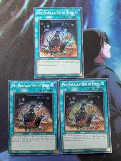 YuGiOh! Pre-Preparation of Rites RA01-EN055 Super Rare x 3 PLAYSET 1st Ed - Image 1