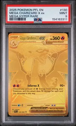 2025 POKEMON PFL EN-PHANTASMAL FLAMES MEGA HYPER RARE MEGA CHARIZARD X EX PSA 9 - Image 1