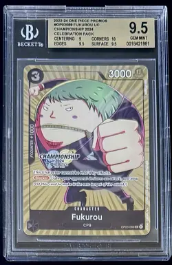BGS 9.5 One Piece OP03-088 UC Fukurou - English - Championship 2024 - Graded - Image 1