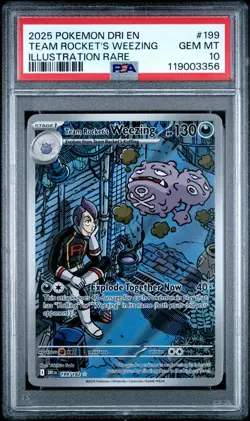2025 Pokemon Destined Rivals #199 Team Rocket'S Weezing Illustration Rare PSA 10 - Image 1