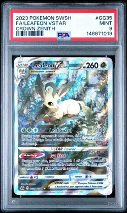PSA 9 Leafeon VSTAR GG35 Crown Zenith Galarian Gallery Ultra Rare Holo Pokemon - Image 1