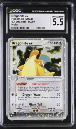 CGC 5.5 Dragonite EX 90/97 Holo EX Dragon Pokemon Card - Image 1