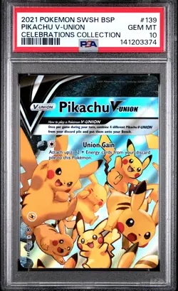 2021 POKEMON SWSH BLACK STAR PROMO #139 PIKACHU V-UNION PSA 10 - Image 1