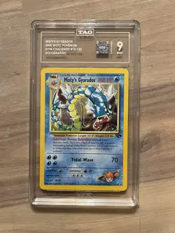 Misty’s Gyarados TAG 9 Pokemon WOTC 2000 Gym Challenge 13/132 Holo Swirl POP 6 - Image 4